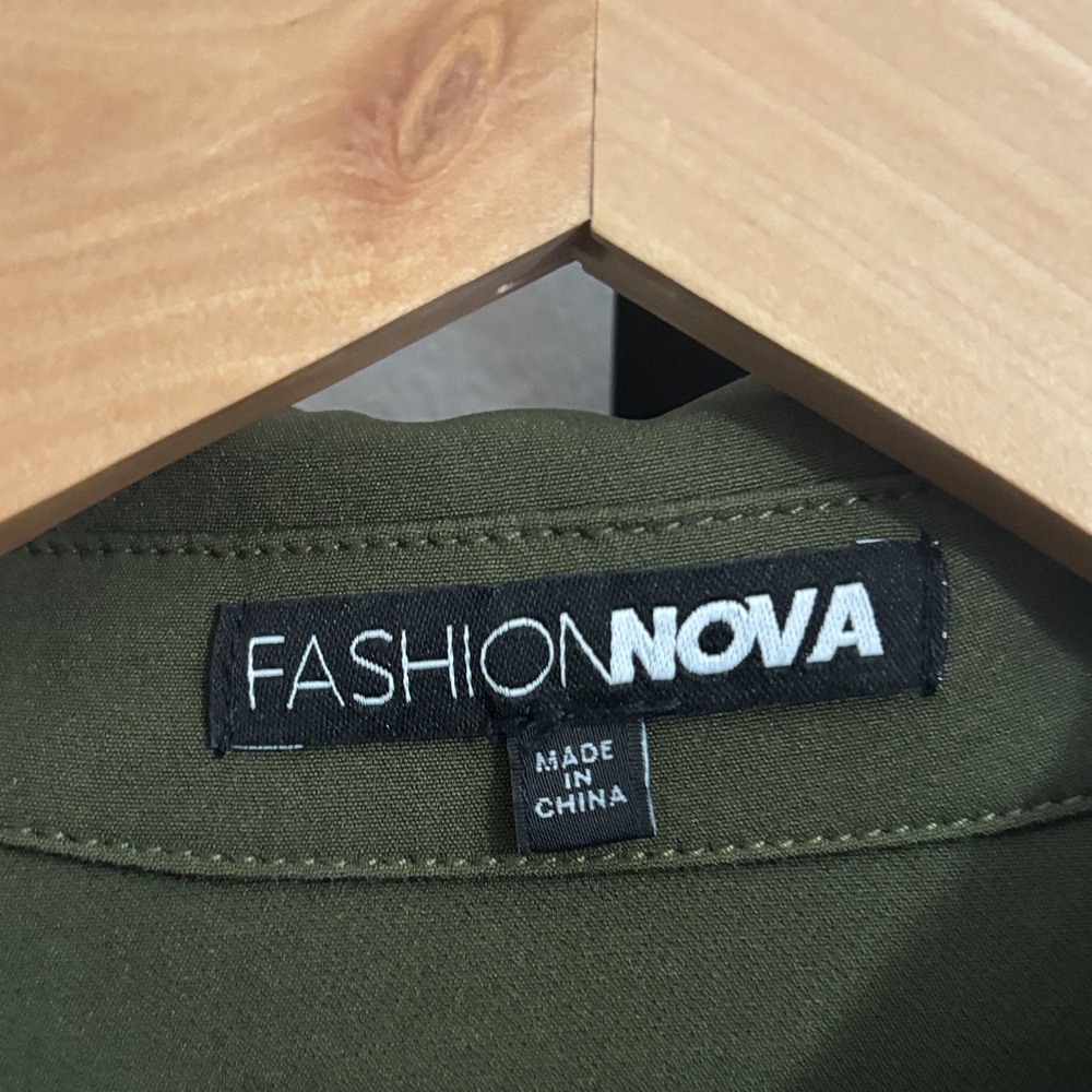 Fashion Nova Olive Utility Jumpsuit Size S Cargo Chic One Piece - Picture 8 of 13